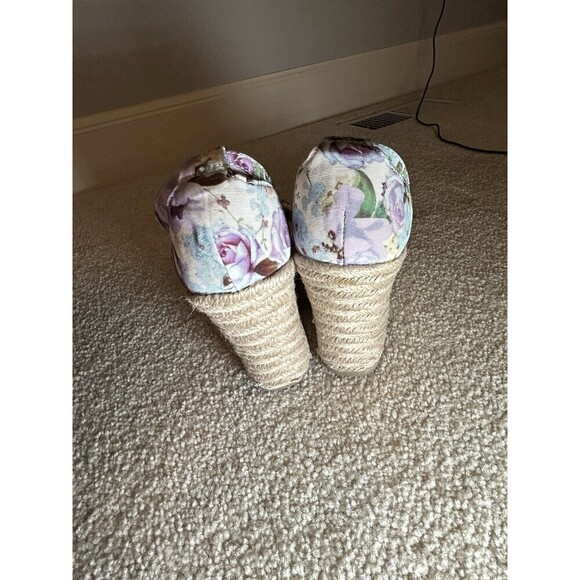 Christian Siriano Floral High Heel Wedge Open Toe Size 8 - Picture 6 of 10